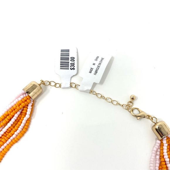 NWT Free People Santa Fe Beaded Choker Orange Pink Necklace - Picture 7 of 9